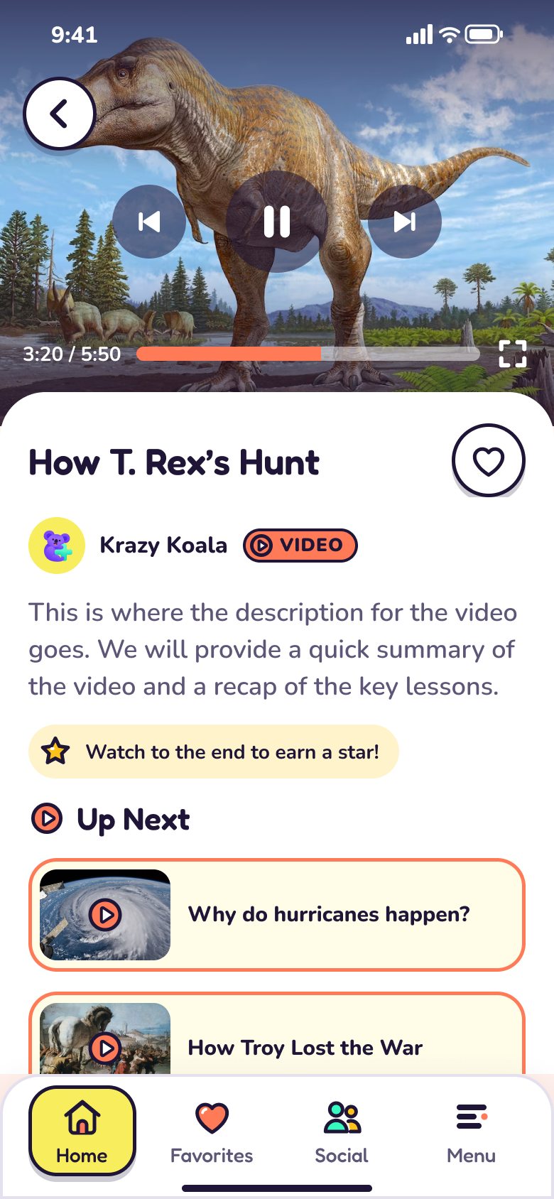 How T. Rex’s Hunt playing, with skip and pause controls and a progress bar at 3:20 of 5:50