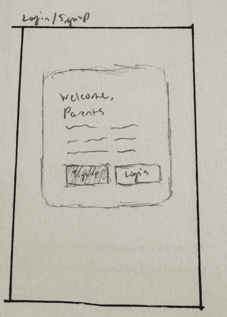 Paper sketch of an app screen