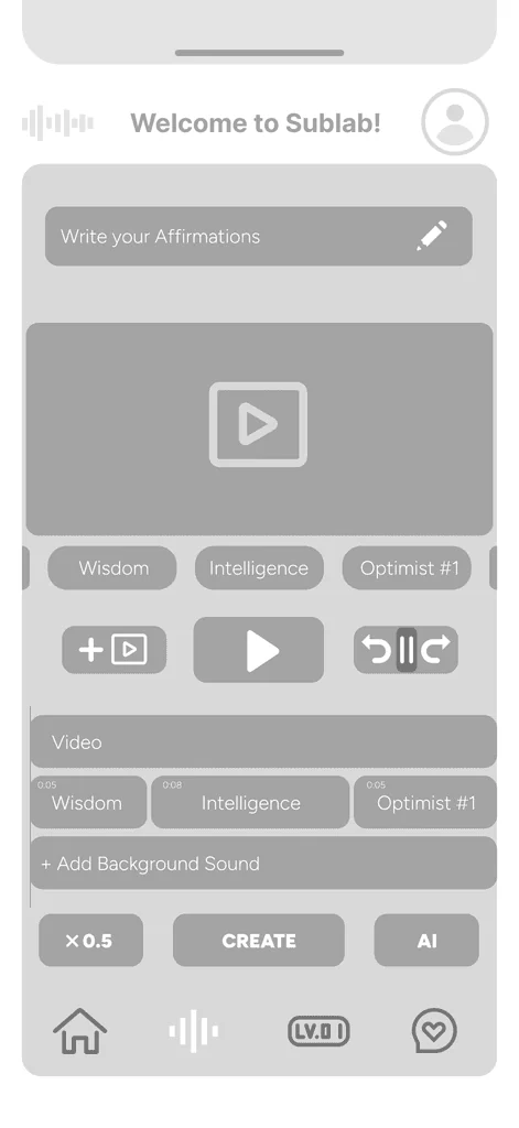 Low-fidelity wireframe screen