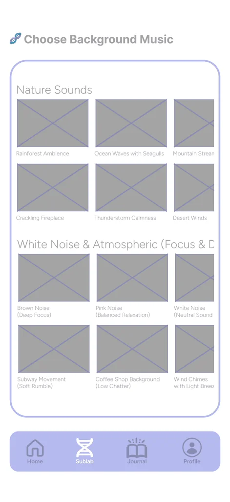 Mid-fidelity wireframe screen