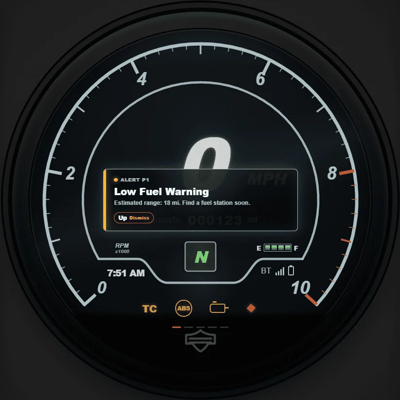 Stage 29 prototype, Low Fuel overlay state