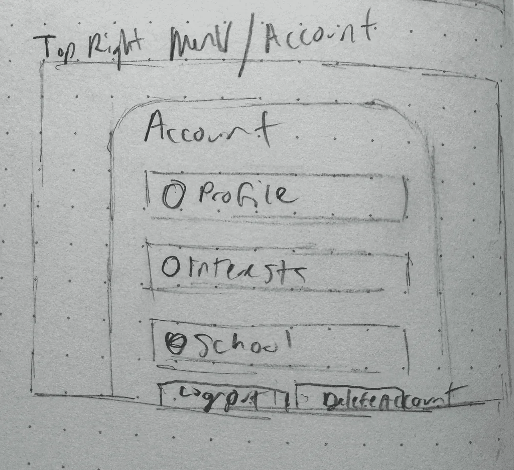 Paper sketch of an app screen
