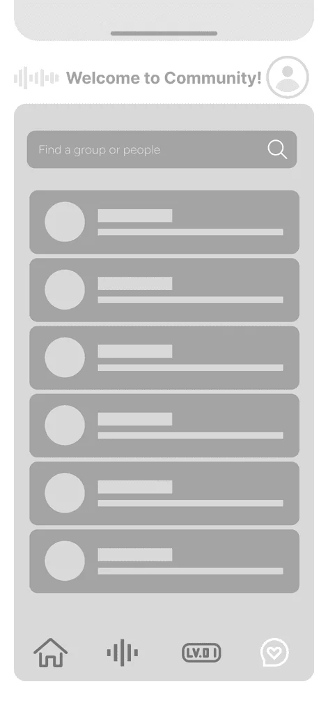 Low-fidelity wireframe screen