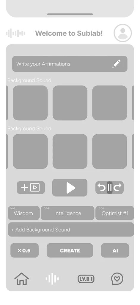 Low-fidelity wireframe screen